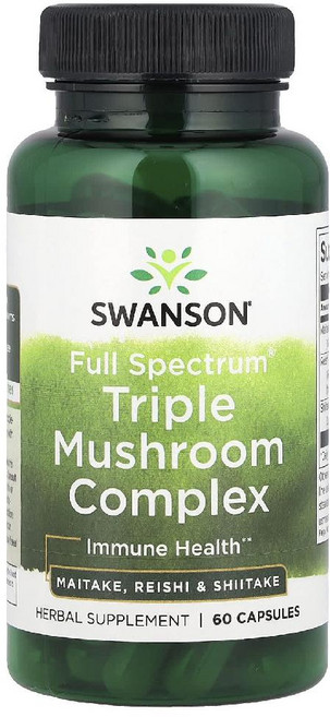 스완슨 트리플 버섯 머쉬룸 컴플렉스 60캡슐 잎새 영지 표고 Mushroom, 1개, 60 CAPSULES