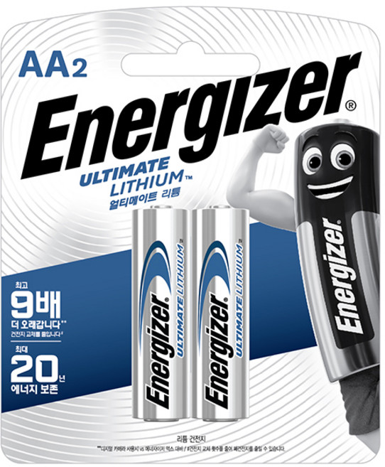 에너자이저 얼티메이드 리튬 건전지 AA 2입, 1개, 2개입