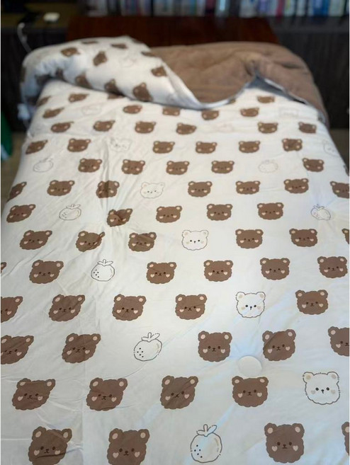 外銷韓國 蓄熱發熱輕柔雲朵被 (含提袋) 尺寸：150 x 200cm (小雙人), 奶茶小熊