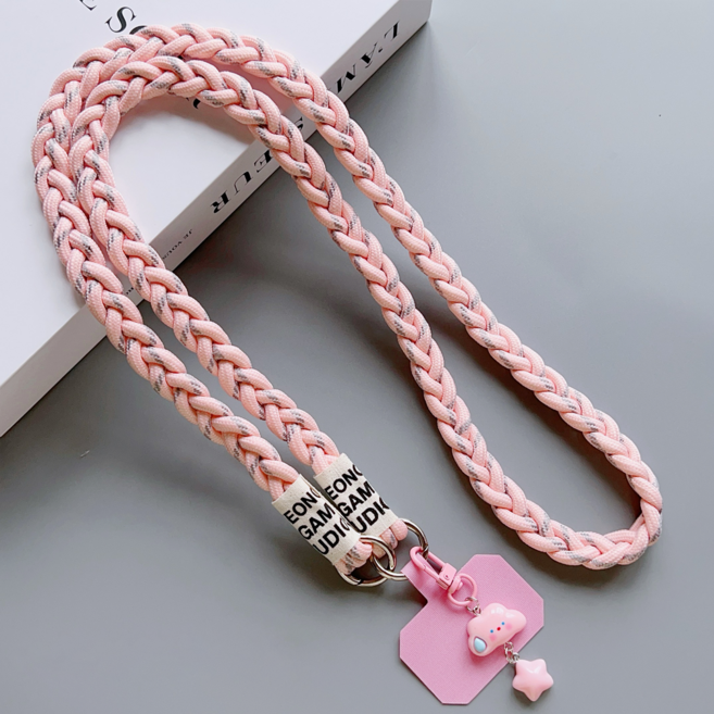 루나로즈 여행용 목걸이줄 핸드폰 스트랩, 핑크 스트랩 (핑크 구름별), 1세트