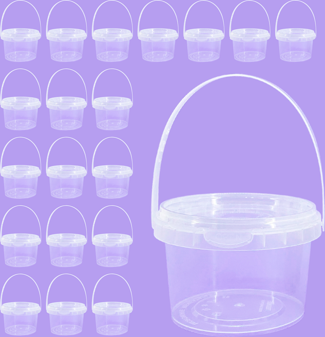 정담 손잡이 원형 구디백 바스켓, 미니 소형 280ml, 20개, 투명