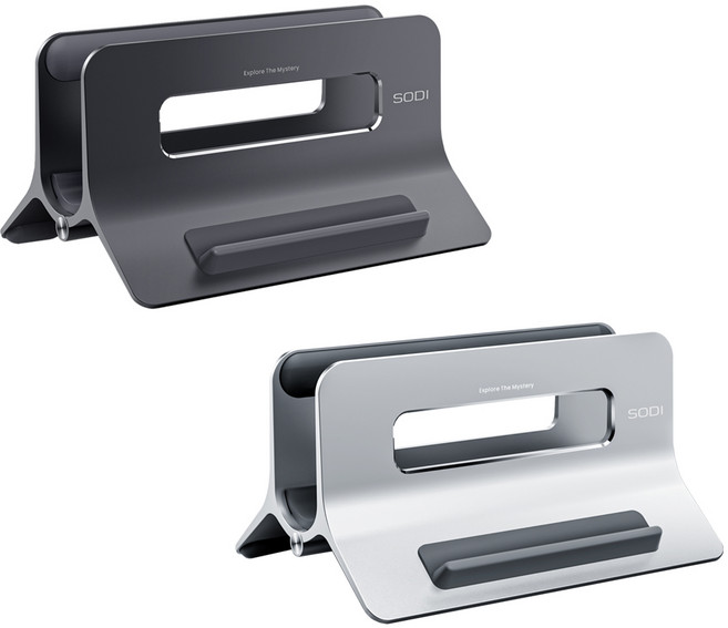 노트북 수직거치대 중력 클램쉘 홀더 맥북 거치대 스탠드 스마트폰 태블릿 스탠드, 실버