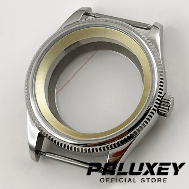 호환 PVD 블랙 39mm 사파이어 크리스탈 시계 케이스 NH34 NH35 NH36 NH38 무브먼트 시계 NH35 부품 28.5mm 다이얼 모드 챕터 링 포함, [03] A-Light Gold Ring
