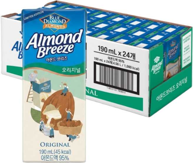 Blue Diamond 아몬드 브리즈 오리지널 190mlx24개, 190ml, 24개