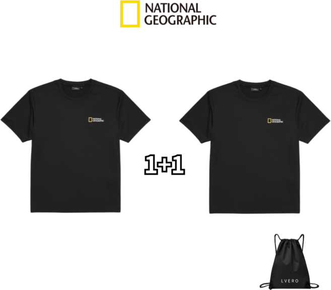 내셔널지오그래픽 1+1 반팔 티셔츠 남녀공용 + 르베로 다용도가방 세트