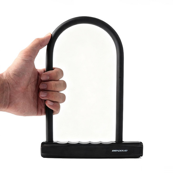 U락 자전거 자물쇠 강철 잠금장치, 블랙, 1개