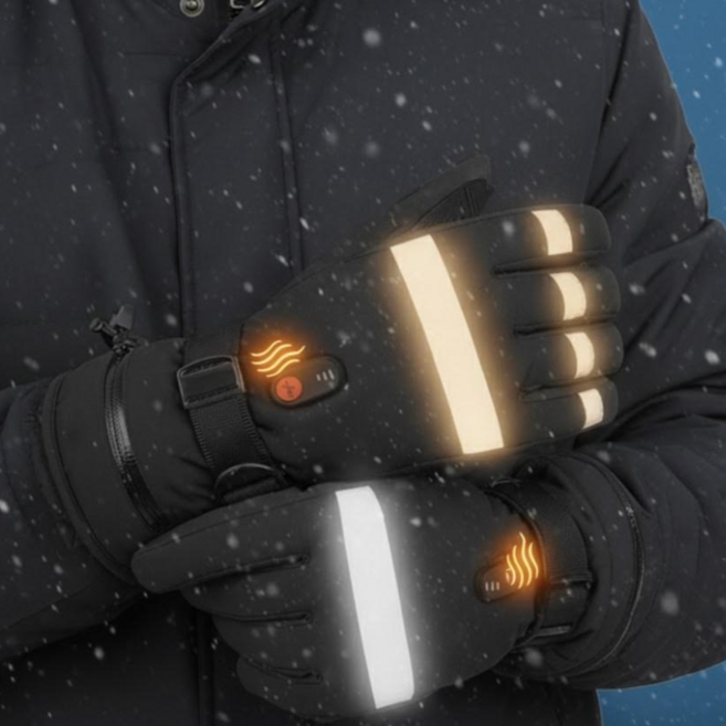 KC인증 오토바이 겨울 발열 장갑 온도조절 열선 장갑 방한 충전식 장갑, 굵은 스카치