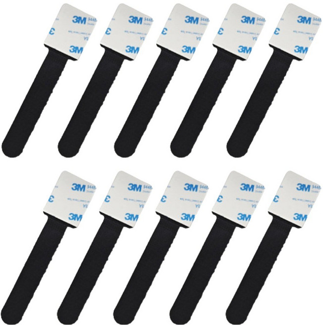 가주가샵 부착형 벨크로 타이 대형, 블랙, 10개