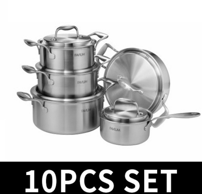 스테인레스 통5중 인덕션 스텐냄비 5종세트 신혼냄비, 선택:파비움5PLY10PCS SET, 파비움5PLY10PCS SET
