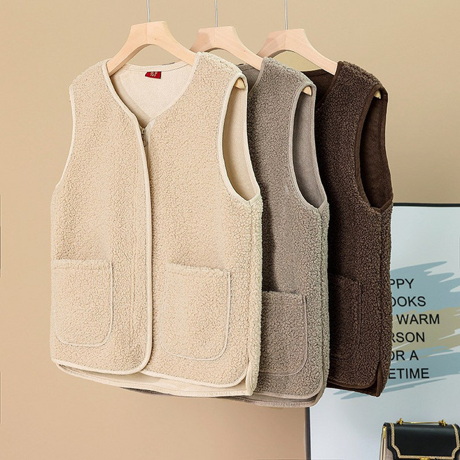 여성 양털 조끼 뽀글이 간절기 집업 겨울 후리스 플리스 엄마 성인 수면 조끼 빅사이즈 베스트
