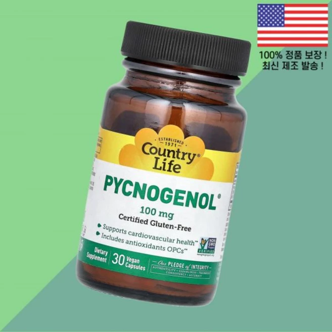 컨트리라이프 피크노제놀 피크놀제놀 100mg 식물성 베지캡슐 30정 Country Life Pycnogenol 30 Vegan Capsules, 1개 - 쿠팡