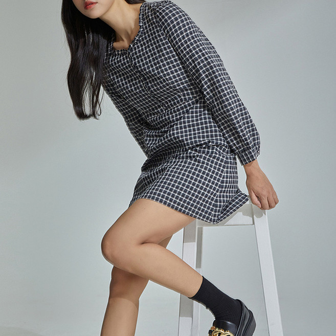 미쏘 폴리체크 미니 원피스 (MIWOWC903G-T)