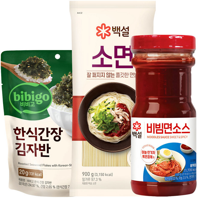 (꾸리미) 백설 비빔면소스 890g+소면 900g+한식간장 김자반 20g, 1개