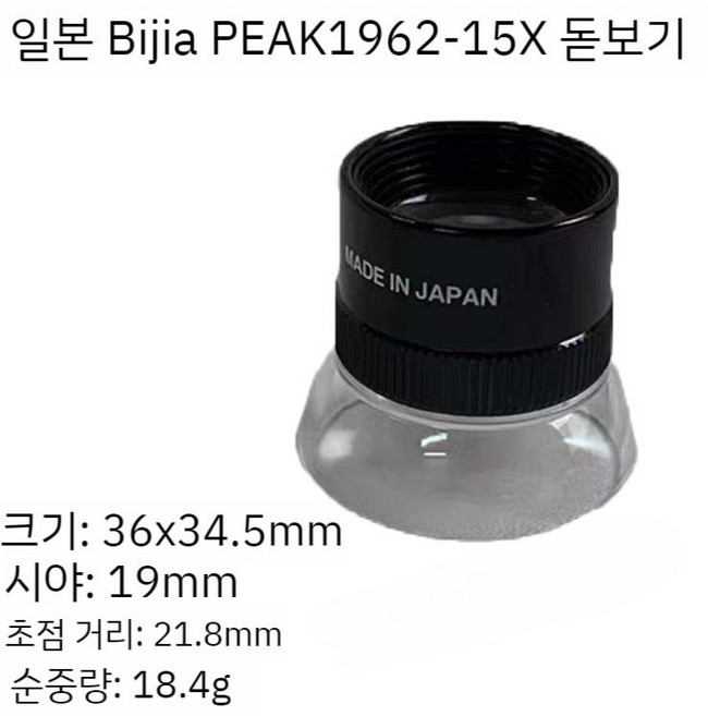PEAK 루페 돋보기 루빼 확대경 보석 감정 확대 렌즈 1962-15X 15배, 블랙 1961-10X