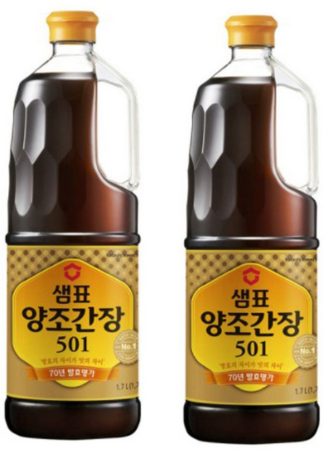 샘표 양조간장 501, 1.7L, 2개