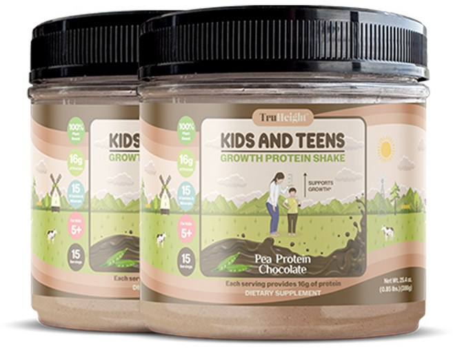 [본사] 트루하이트 그로스 식물성 프로틴 어린이 청소년 단백질 쉐이크 초콜릿, 386g, 2개