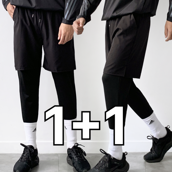 1+1 핏노블 남자 레깅스 반바지 일체형