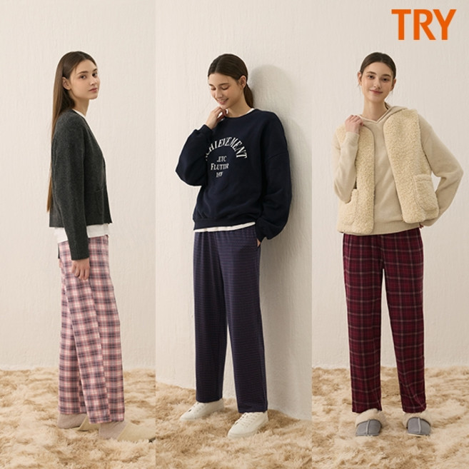 TRY 25FW 트라이 여성 기모 파자마 팬츠 3종