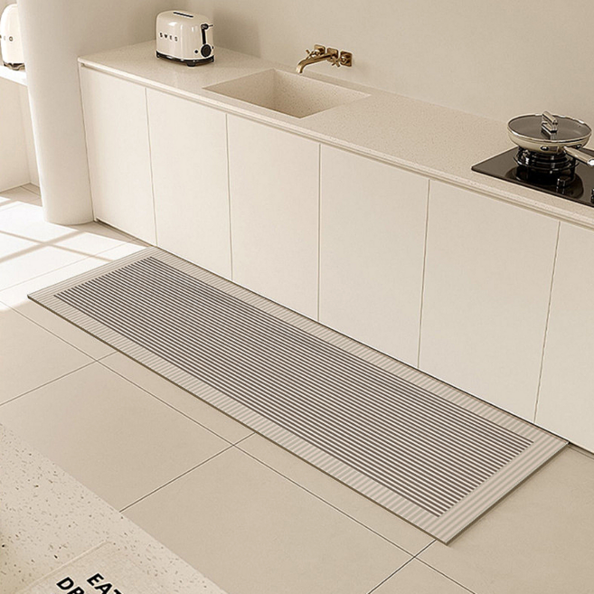 키리홈 주방 욕실 빨아쓰는 규조토 발매트 대형 2종세트, 베이지스트라이프