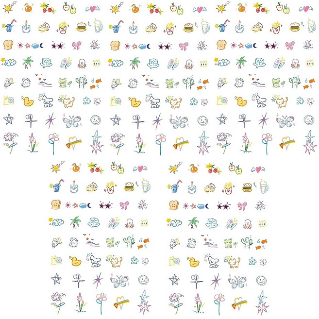 비브랜드 여름 셀프 손가락 칼라 미니 타투 판박이 스티커, 5세트, 43종