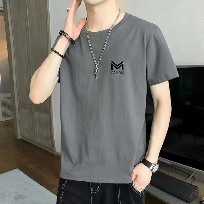 100%純棉 夏季短袖T恤 男士 寬鬆 大碼 簡約 百搭 運動休閒