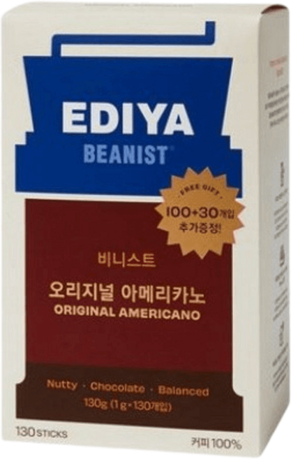 이디야 비니스트 오리지널 아메리카노 원두커피믹스, 1개, 130개