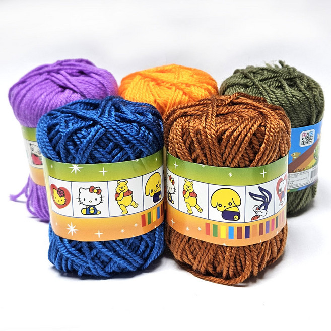 교재용털실/ 아크릴사 털실 뜨개질 봉제공예 취미 미술수업 인형 만들기재료 초등 중고등학교, 1개, 흰색