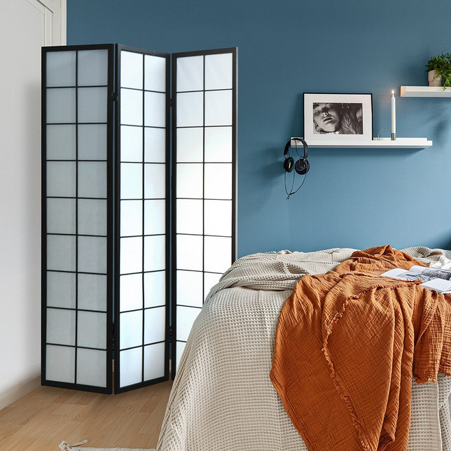 리비니아 공간분리 격자무늬B형 파티션 가림막 접이식 칸막이 가리개 이동식 파티션 3 SYTLE, 1037, 3단, 블랙