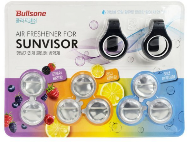 불스원 선바이저 방향제 세트(8입), 8개, 프레쉬 베리향,허니레몬향,오션 아쿠아향