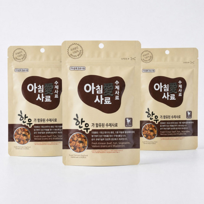 아침애 전연령 강아지 수제 소프트사료, 소, 200g, 3개