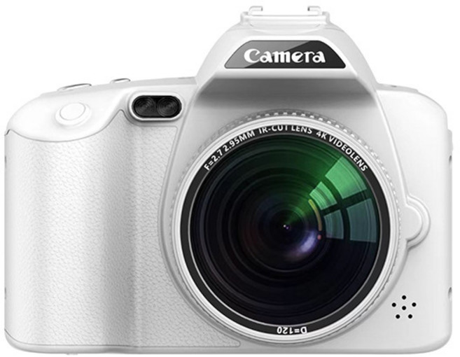 Camera 4K 6400萬像素 120°廣角 3吋IPS螢幕 Wi-Fi 連接手機 IR-CUT 夜視攝影, 白色標配【不含記憶卡】