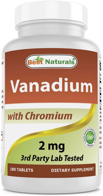 Best Naturals 釩鉻 2mg, 180顆, 1個