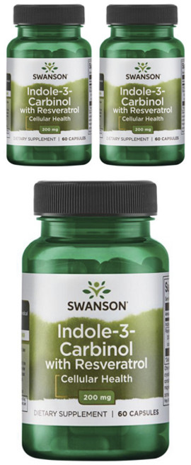 스완슨 인돌-3-카비놀 레스베라트롤 200mg 캡슐, 3개, 60정