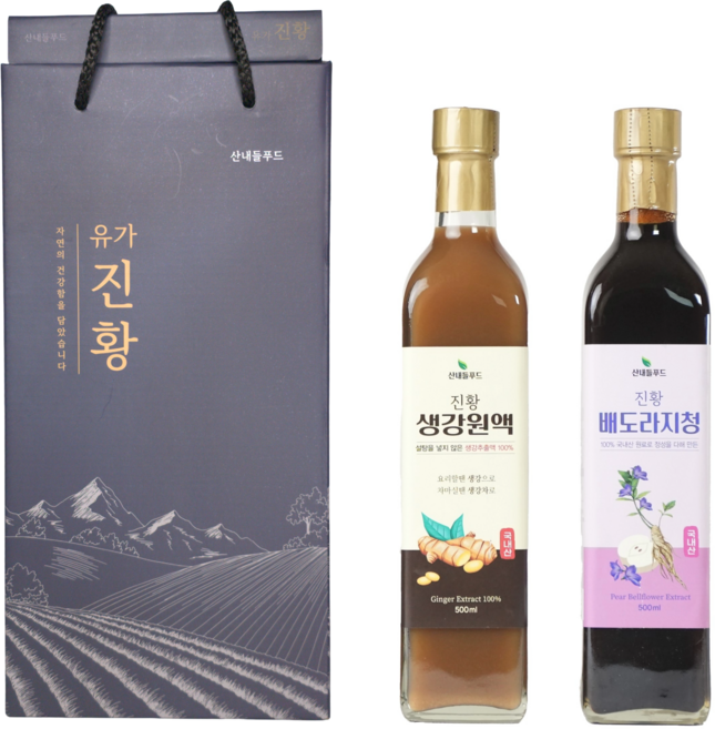 산내들푸드 국산 생강원액 배도라지청 고급 차 선물세트, 1세트, 생강원액 1개 + 배도라지청 1개