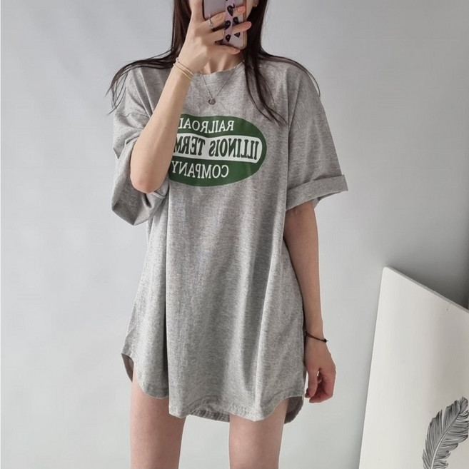 러브포텐 여성 빅사이즈 여름 반팔롱티셔츠 오버핏 박스티 국산 면티