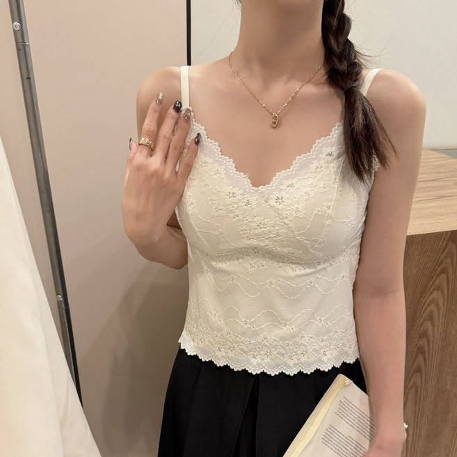 젬버트 러블리 잔꽃 플라워 레이스 캡내장 나시 브라탑