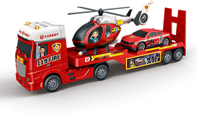헬로카봇 레스큐 트레일러 헬리콥터 자동차 세트, 1개