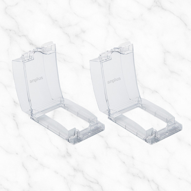 앙플러스 완벽차단 콘센트 방수커버 무타공 컨센트 보호커버, 2개입, 화이트투명