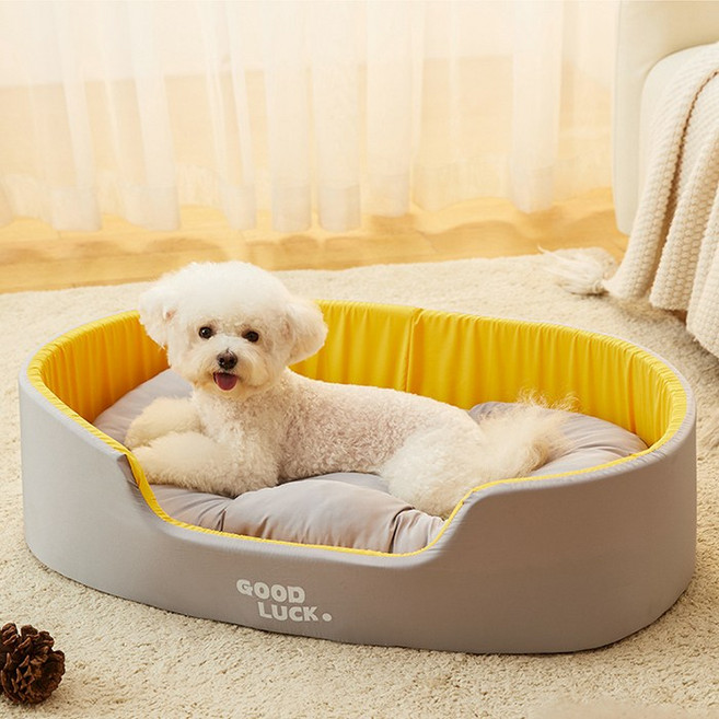 해피펫밀리 둥지쿠션 하우스 소형견 대형견 사계절 꿀잠템, 1개, 옐로우