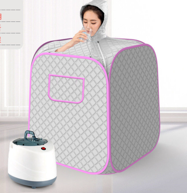 가정용스파 스팀사우나 홈 땀 상자 단일 가정용 해독 목욕 상자 훈증 가방 전신 증기 땀, 단일 업그레이드 실버  두꺼운 잠금 온도 기계적