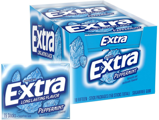 (12팩)Extra 엑스트라 페퍼민트 무설탕 츄잉껌 핸디박스 25개입, 405g, 1개