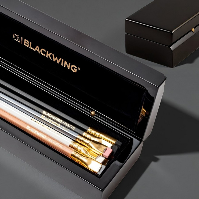 미국 블랙윙 피아노 블랙 필통 흑연 연필 12자루 세트 필기구 선물, 602 12자루