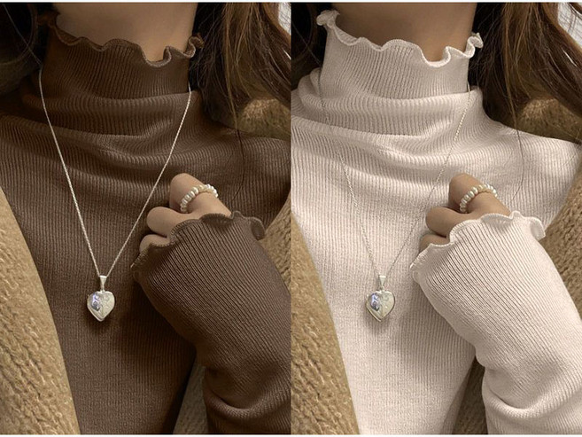 1+1 여자 목폴라티 캐주얼 가을 겨울 반폴라 긴팔티 슬림핏 이너티 상의 심플 데일리 여성 긴팔 티셔츠 WXY