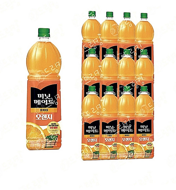 미닛메이드오렌지1.5L 12 음료 과즙음료, 미닛메이드 푸르티 오렌지, 1.5L, 12개, 12개, 1.5L