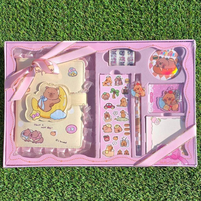 카피바라 귀욤 빅 다이어리 다꾸 꾸미기 세트, 1개, 노랑