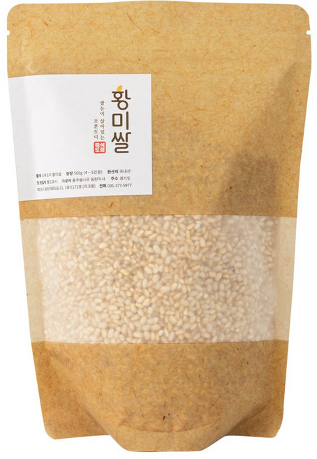 즉석도정 황미쌀 500 밥 먹고 졸린 분들 쌀부터 쌀눈 살아있는 밥 동탄쌀 5분도미 오분도미, 500g, 1개