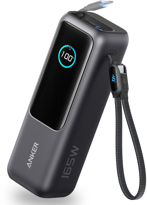 앤커 랩탑 파워뱅크25000mAh 165W 보조배터리 (C타입 케이블 일체형), 블랙, A1695