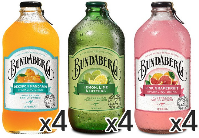 분다버그 데코폰 만다린4 라임4 핑크자몽4, 12개, 375ml