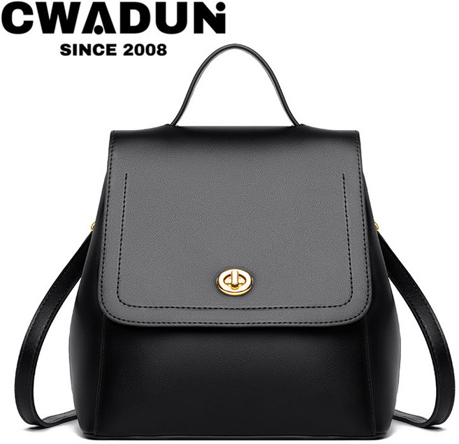 Cwadun 여성 가죽 백팩 천연 소가죽