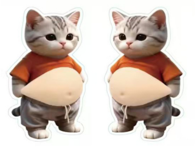 귀여운 고양이 배 말랑이 안티스트레스 스퀴시 장난감, 1개, 28g